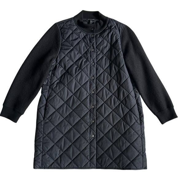 Eileen Fisher Jackets & Blazers - Eileen Fisher Mixed Media Quilted Jacket Wool Knit Sleeves Black Modern Large